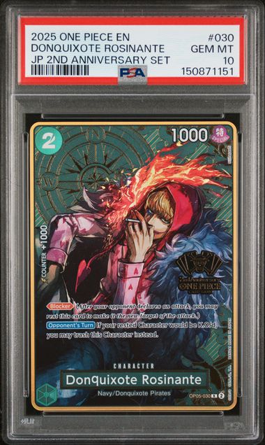 2025 One Piece Japanese Donquixote Rosinante 2nd Anniv. #030 PSA 10