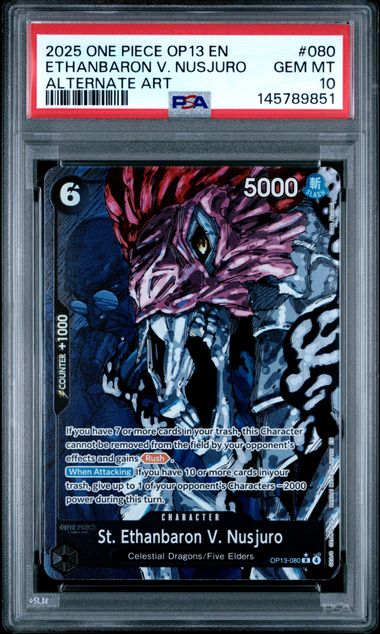 2025 ONE PIECE OP13 ETHANBARON V. NUSJURO CARRYING ON HIS WILL #080 PSA 10