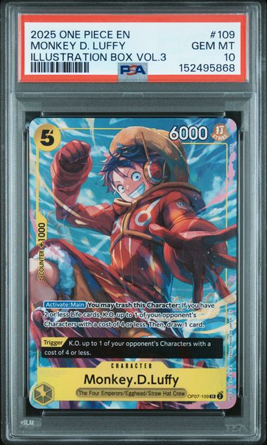 2025 ONE PIECE #109 MONKEY D. LUFFY ILLUSTRATION BOX VOL.3 PSA 10