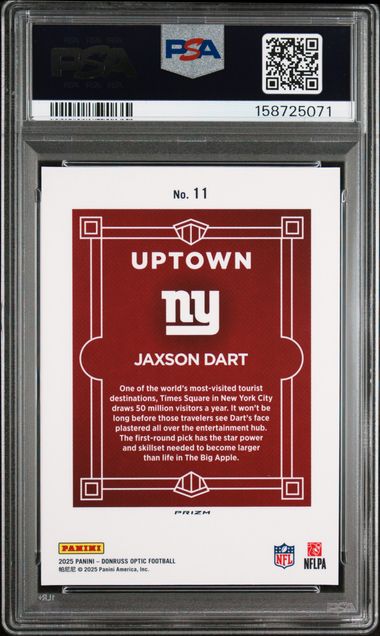 2025 Donruss Optic Jaxson Dart RC Uptown PSA 9
