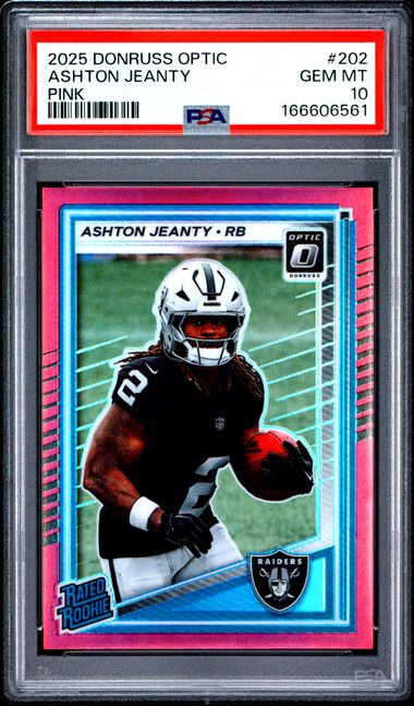 2025 PANINI DONRUSS OPTIC ASHTON JEANTY RC #202 PINK PSA 10