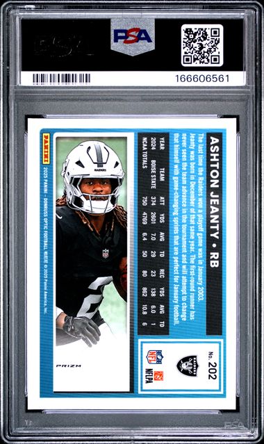 2025 PANINI DONRUSS OPTIC ASHTON JEANTY RC #202 PINK PSA 10