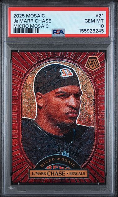 2025 Panini Micro Mosaic Ja'Marr Chase Case Hit PSA 10