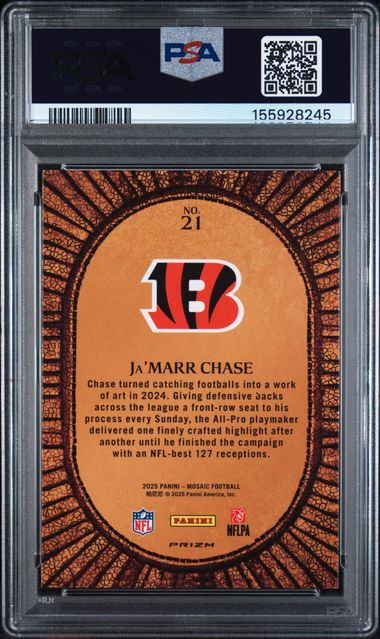 2025 Panini Micro Mosaic Ja'Marr Chase Case Hit PSA 10