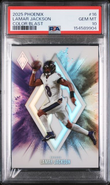 2025 PANINI PHOENIX COLOR BLAST #16 LAMAR JACKSON PSA 10
