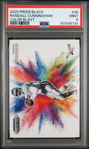 2025 PANINI PRIZM BLACK RANDALL CUNNINGHAM COLOR BLAST PSA 9