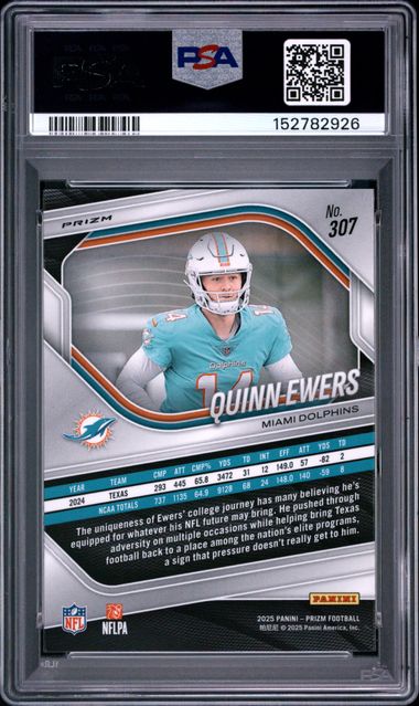 2025 PANINI PRIZM #307 QUINN EWERS RC SILVER PRIZM PSA 10