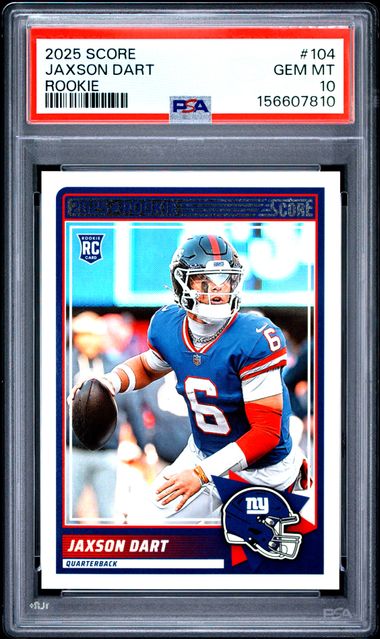 2025 Panini Score Jaxson Dart RC #104 PSA 10 (POP 6)