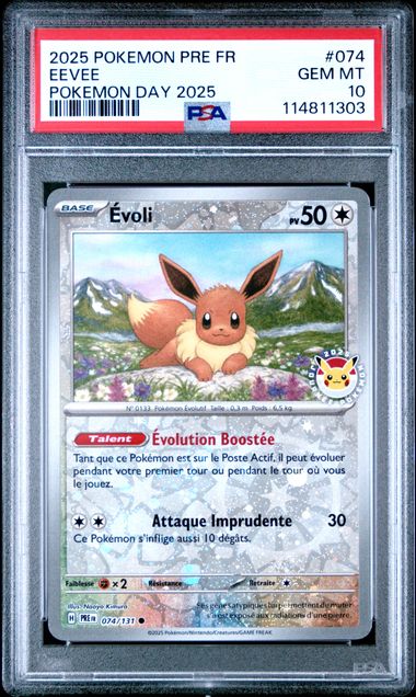 2025 Pokemon French Prismatic #074 Eevee Pokemon Day PSA 10