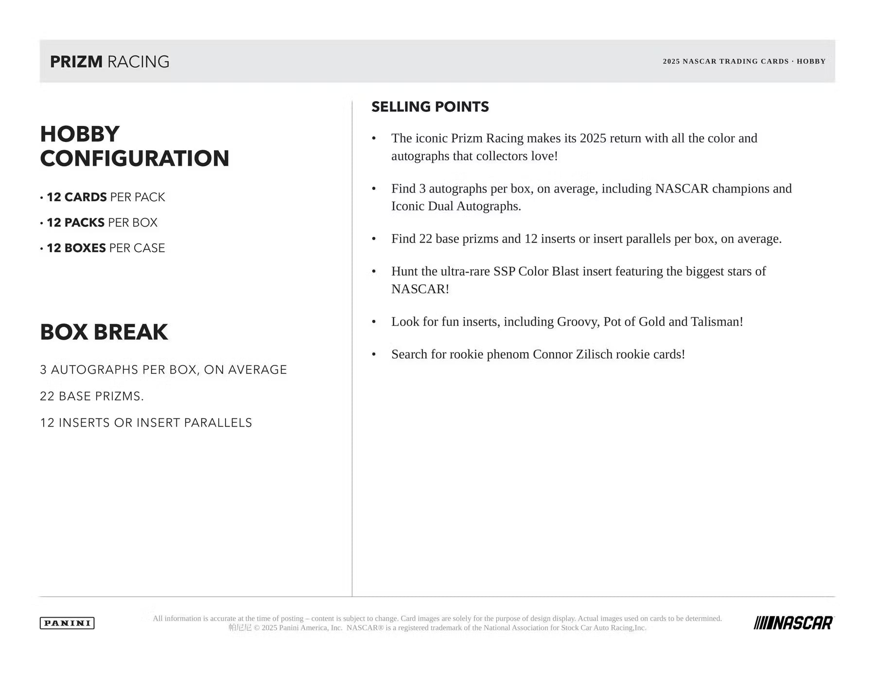 2025 Panini Prizm Racing Hobby Box