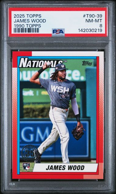 2025 Topps 1990 Baseball James Wood RC PSA 8