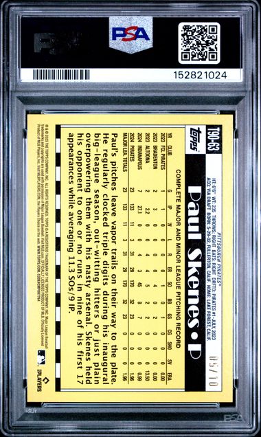 2025 Topps Paul Skenes 1990 Topps Black /10 PSA 9