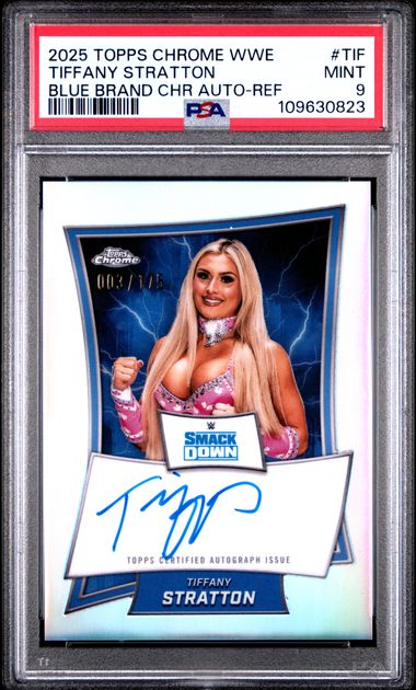 2025 Topps Chrome WWE Tiffany Stratton Autograph PSA 9