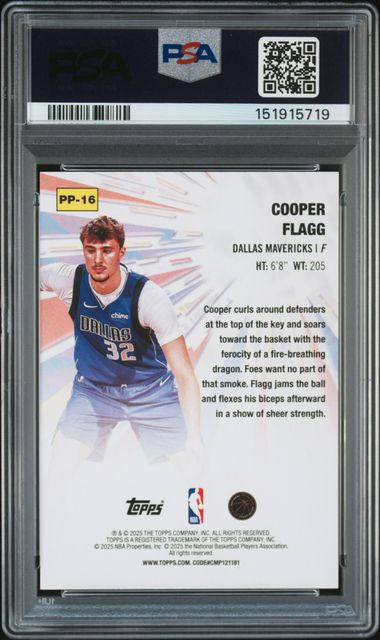 2025 TOPPS COOPER FLAGG POWER PLAYERS #PP-16 PSA 10