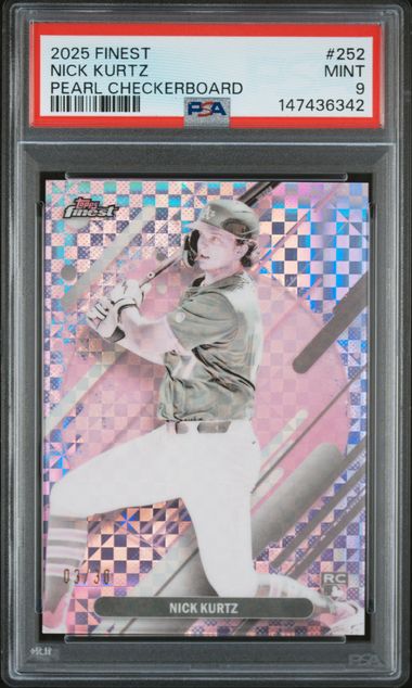 2025 Topps Finest Nick Kurtz Pearl Checkerboard PSA 9