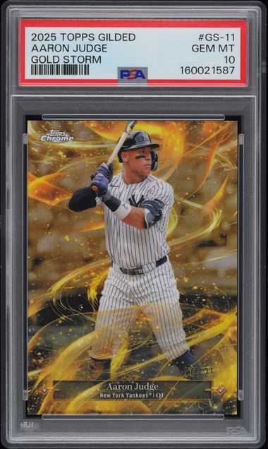 2025 Topps Gilded Aaron Judge Gold Storm /25 PSA 10