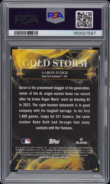 2025 Topps Gilded Aaron Judge Gold Storm /25 PSA 10