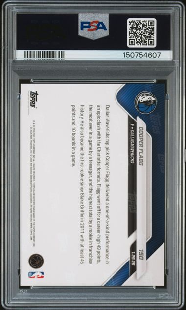 2025 TOPPS NOW #150 COOPER FLAGG PSA 10
