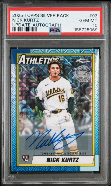 2025 Topps Update Nick Kurtz Silver Pack /199 Rookie Auto PSA 10 (Pop 6)