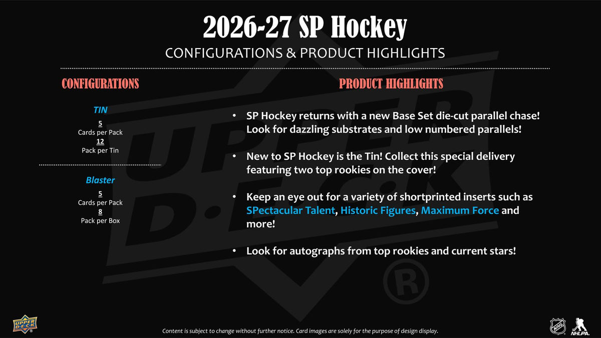 2026-27 Upper Deck SP Hockey Retail Sell Sheet 2