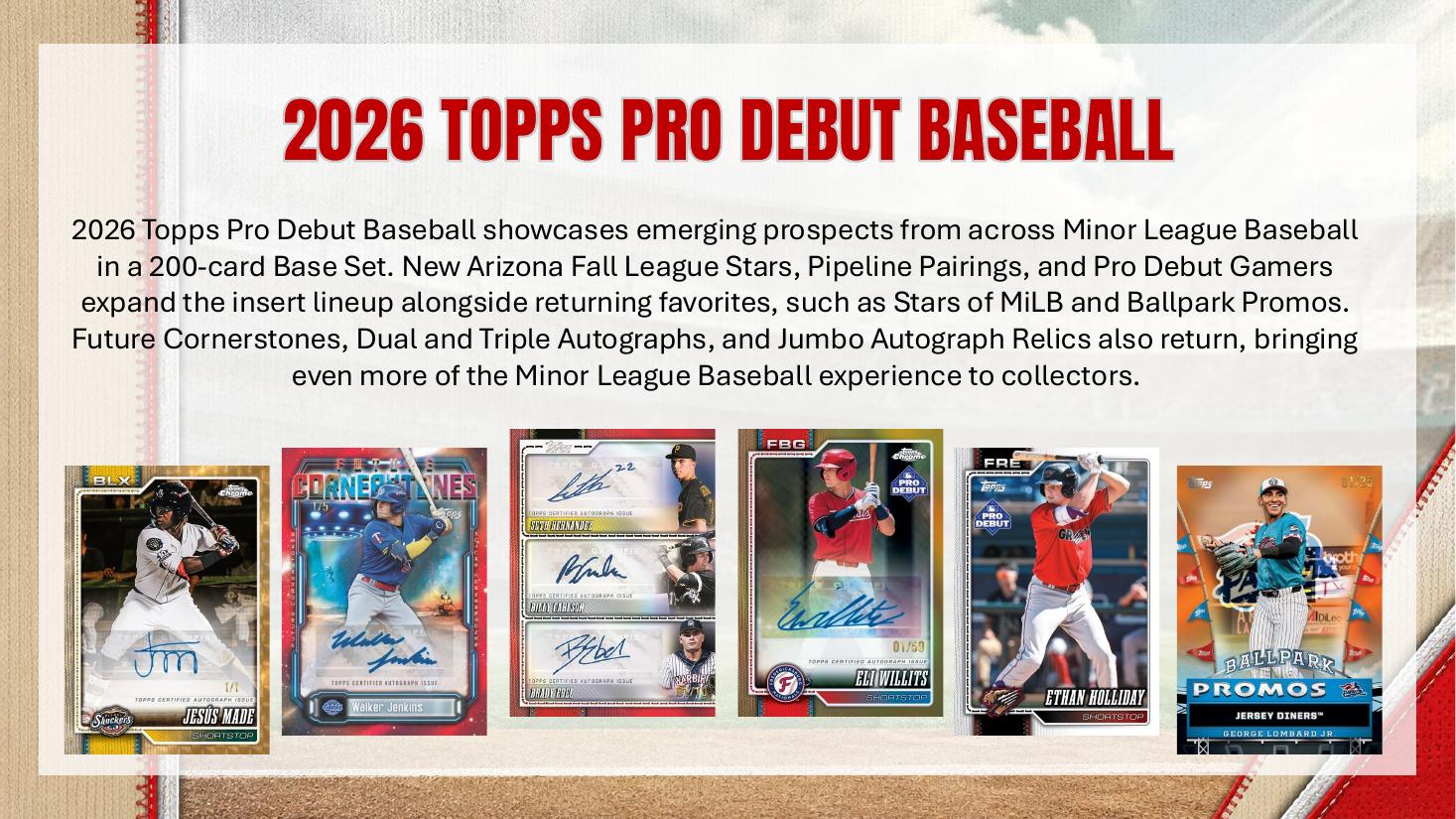 2026 Topps Pro Debut Baseball Jumbo Hobby Box Sell Sheet 2
