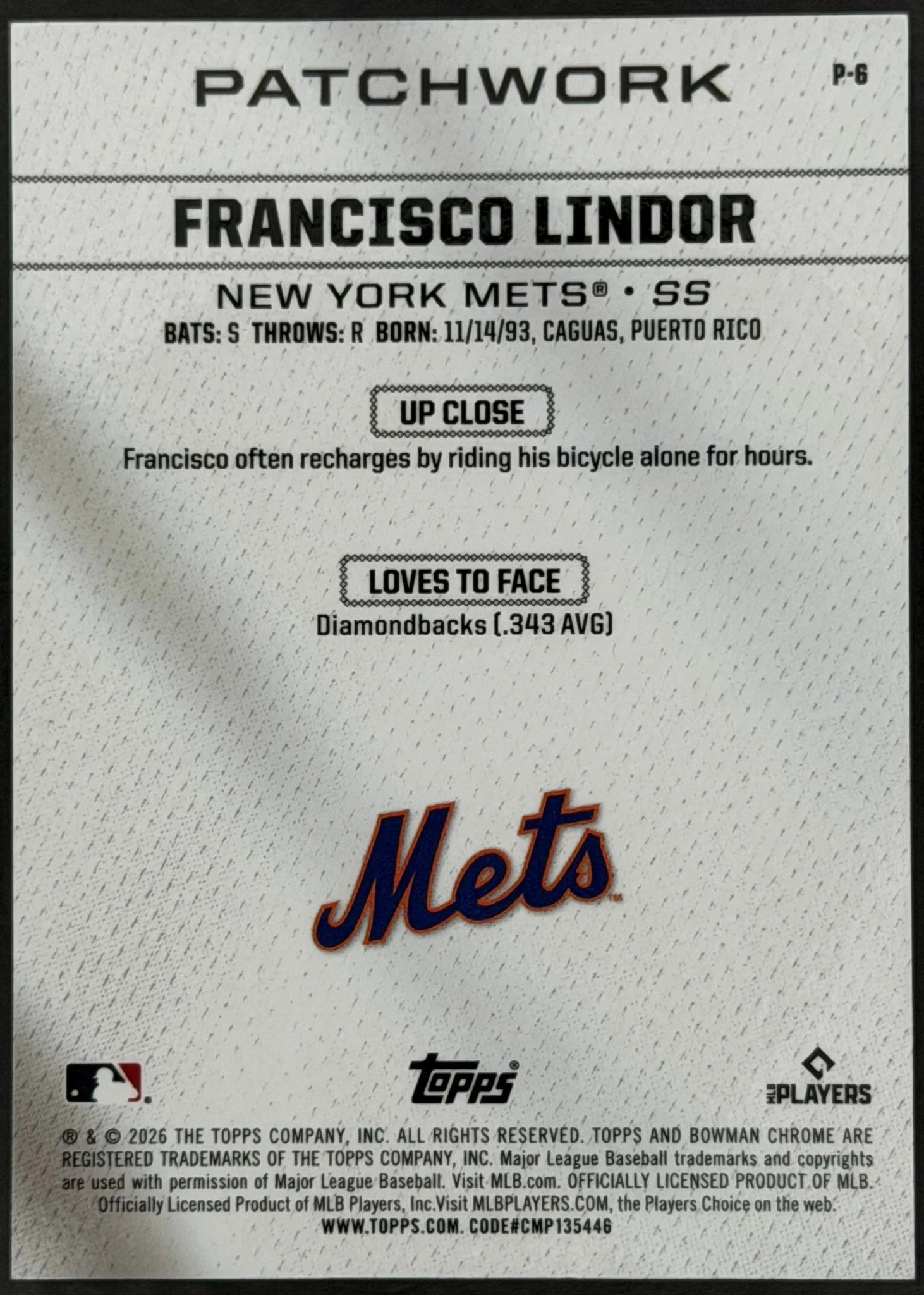 2026 Bowman Francisco Lindor Patchwork Case Hit SSP