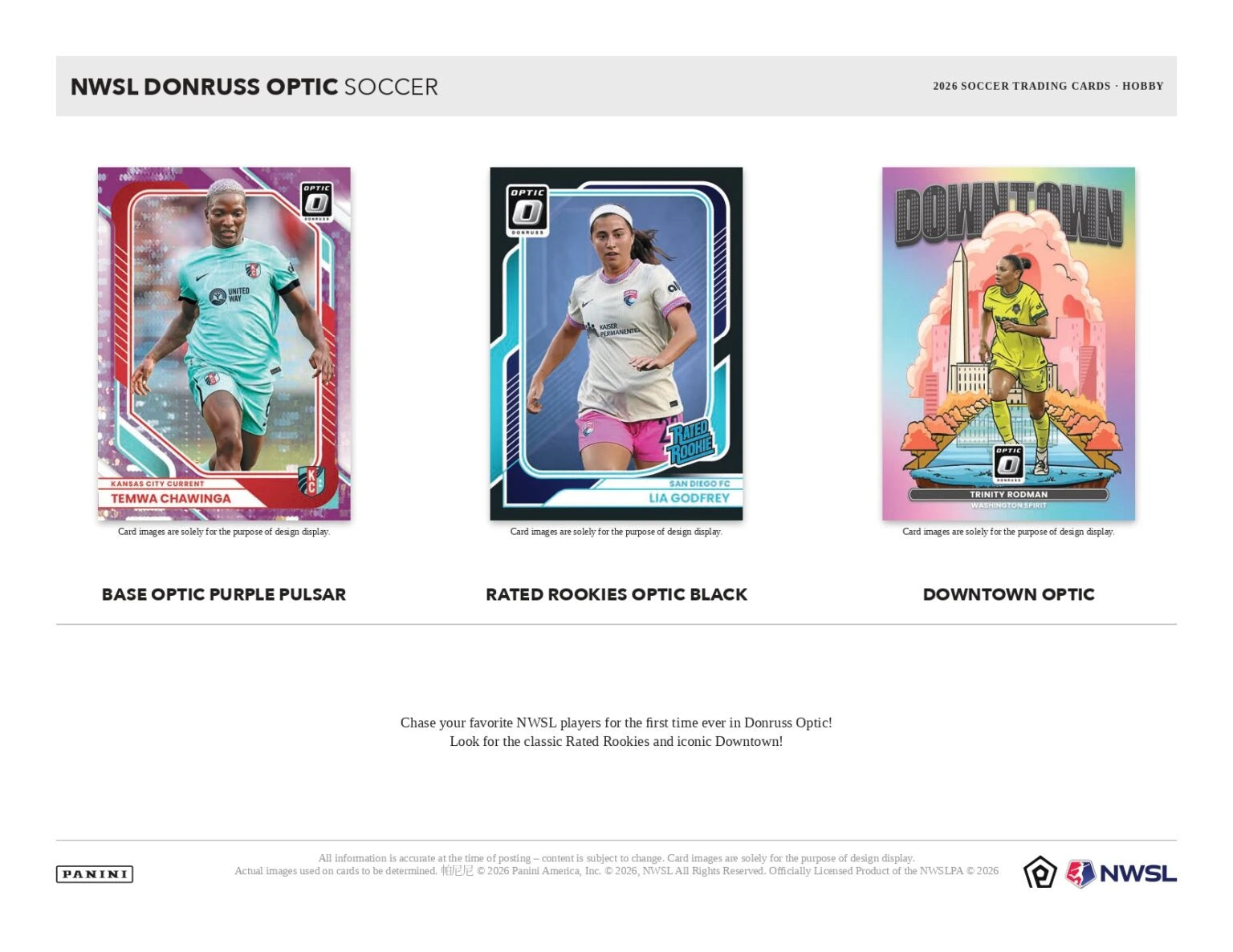 2026 Donruss Optic National Women's Soccer League NWSL Hobby Box (Pre-Sale, 8/21)