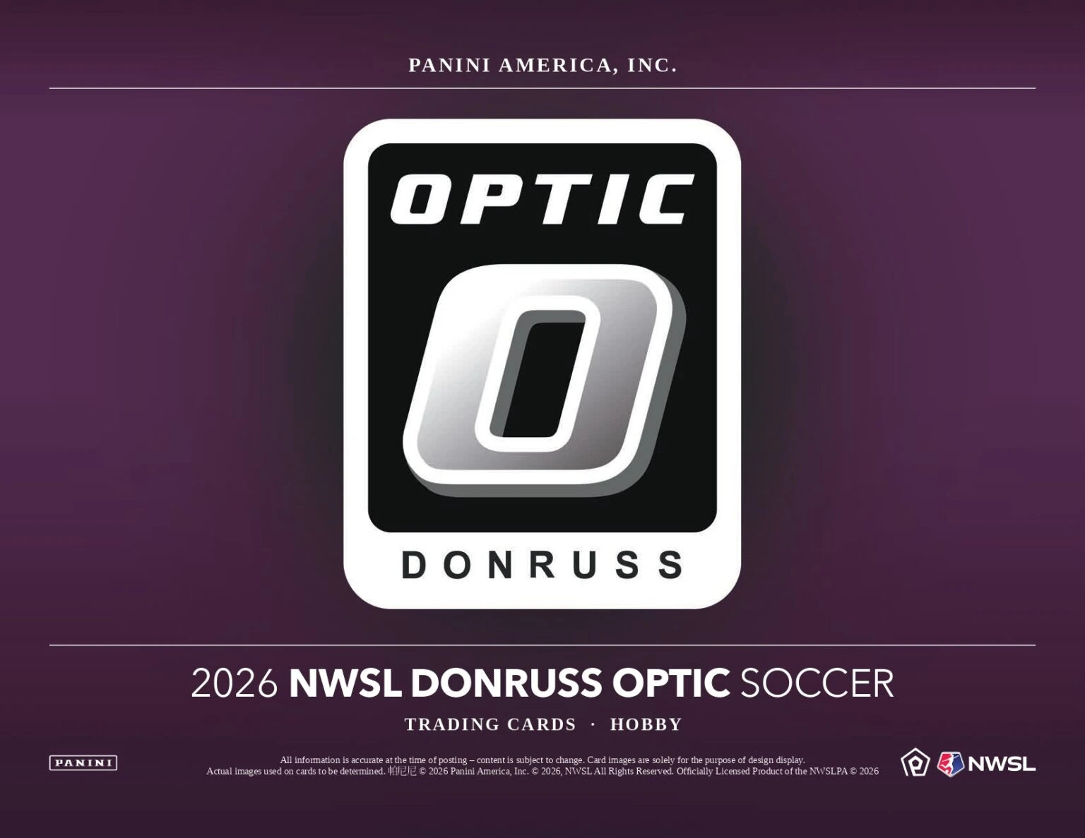 2026 Donruss Optic National Women's Soccer League NWSL Hobby Box (Pre-Sale, 8/21)