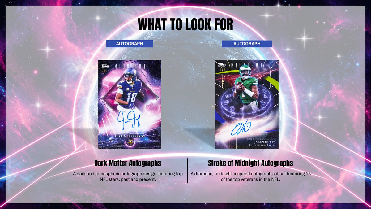 2026 Topps Midnight Football Dark Matter Autographs and Stroke of Midnight Autographs