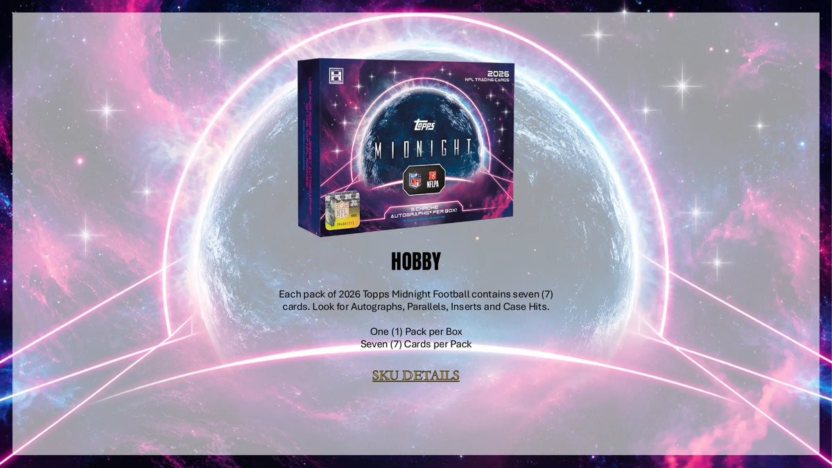 2026 Topps Midnight Football Hobby Box configuration - 1 pack per box, 7 cards per pack
