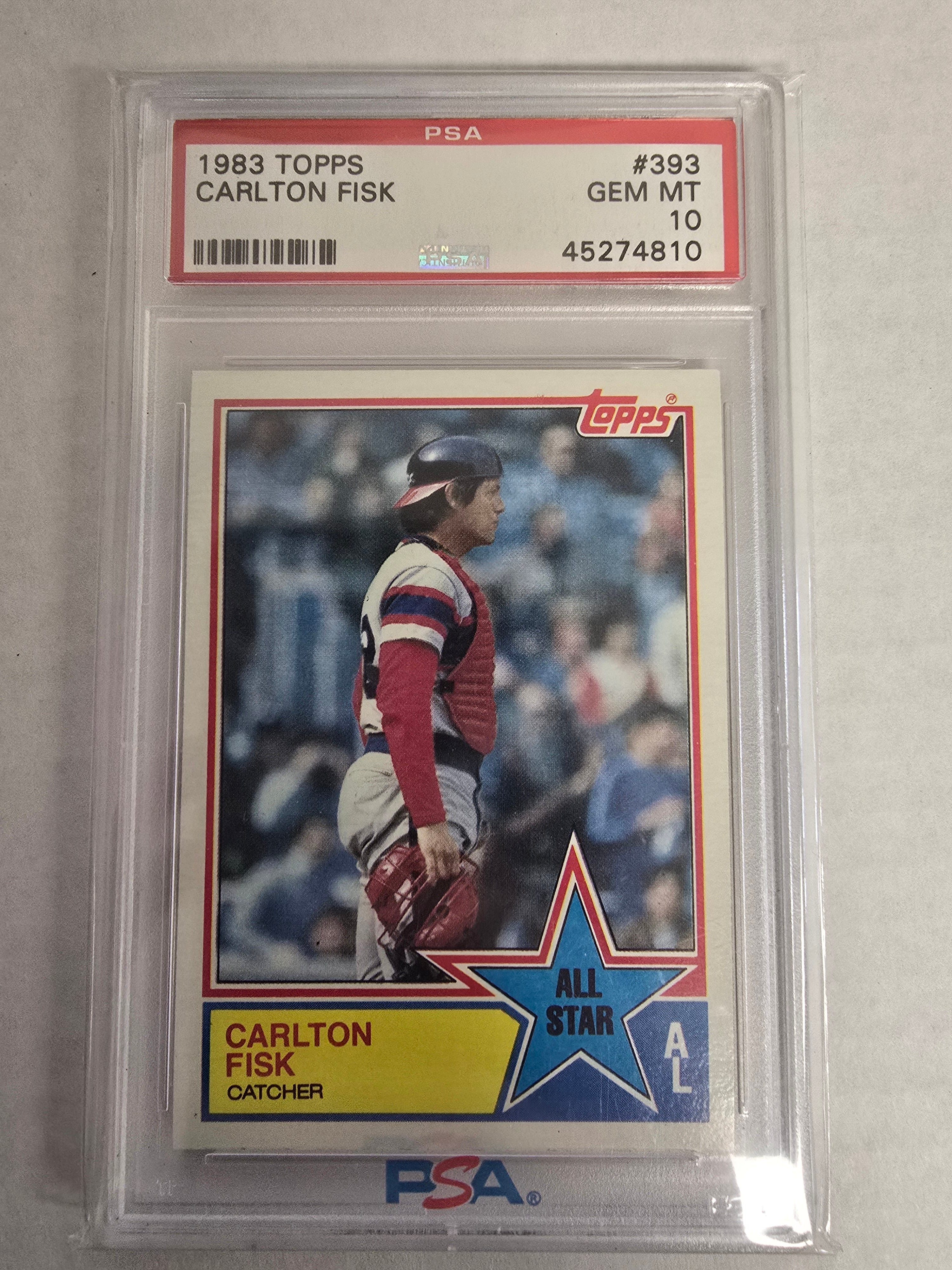 1983 Topps #393 Carlton Fisk card is a PSA 10