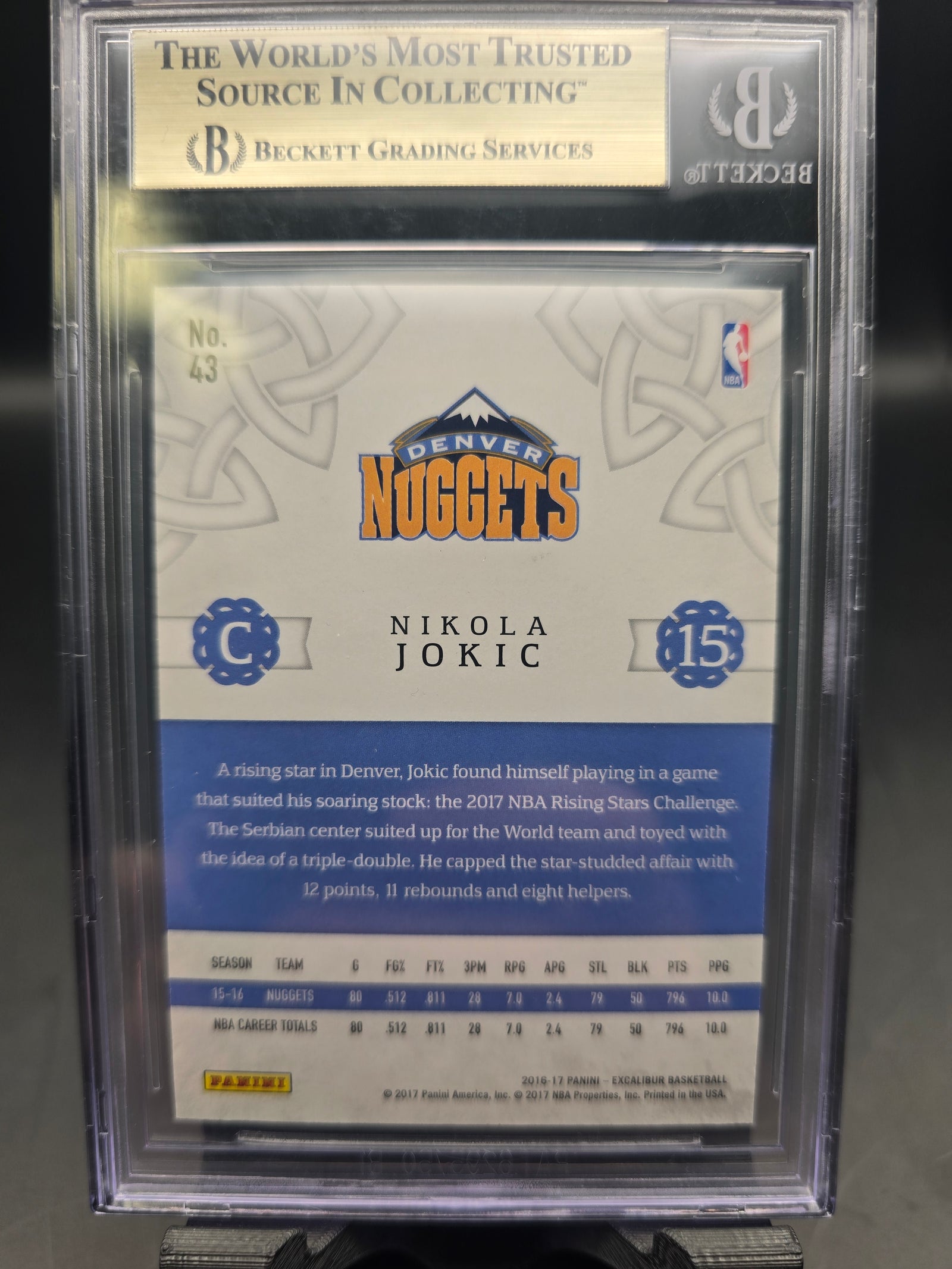 2016-17 Panini Excalibur Nikola Jokic #43 Beckett 9.5