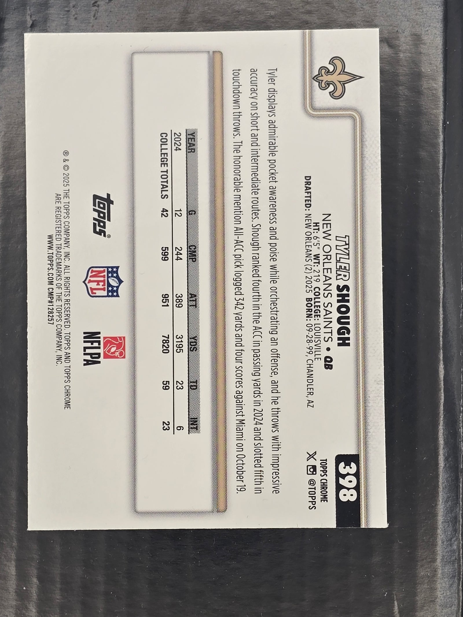 2025 Topps chrome Tyler Shough Neon Pulse