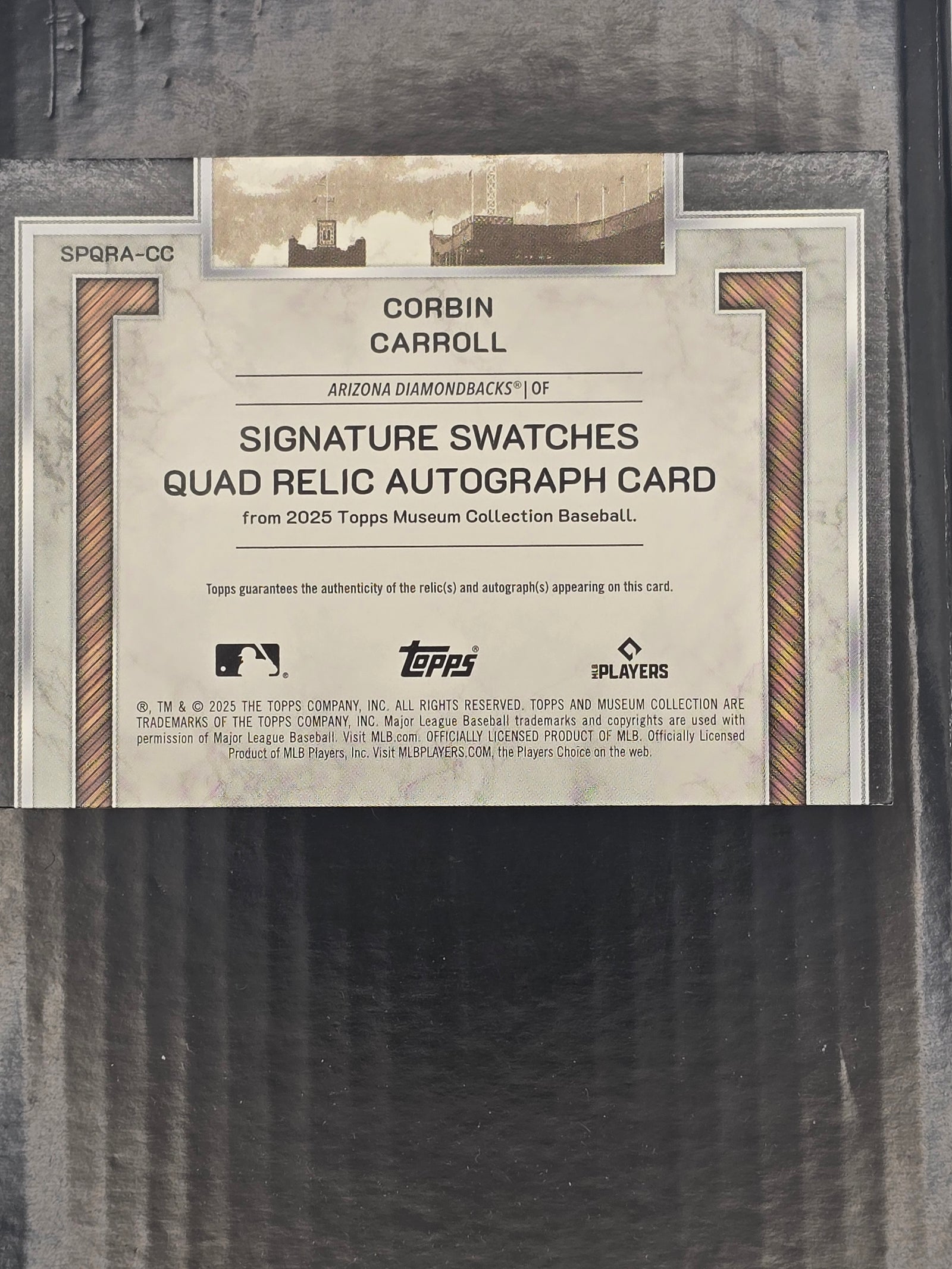 Topps 2025 Museum Collection Corbin Carroll Auto Quad Relic SPQRA-CC /75