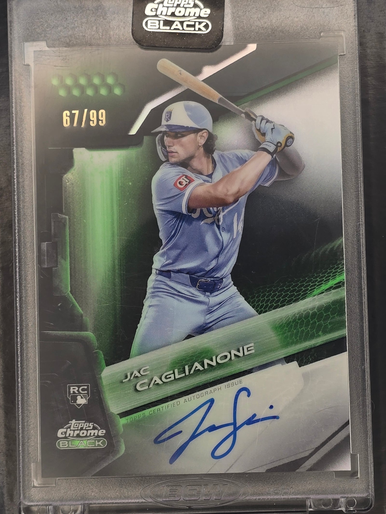 Jac Caglianone 2026 Topps Chrome Black #CBA-CAG Rookie Auto Green /99