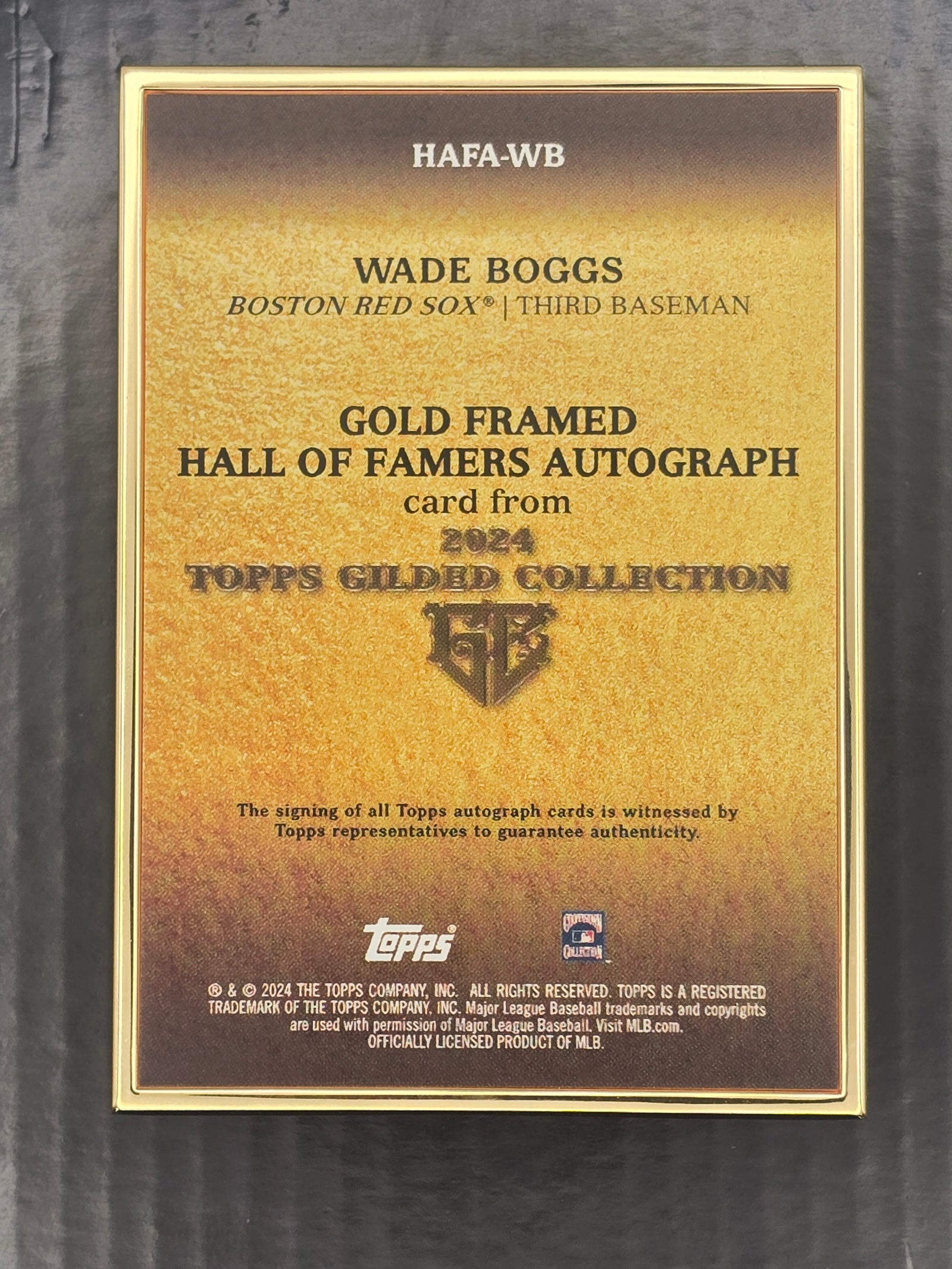 2024 Topps Gilded Collection - Gold Framed HOF Auto Wade Boggs #HAFA-WB /75