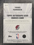 Yang Hansen 2025-26 Topps Chrome Rookie Autograph card /75 #TAIR-YH
