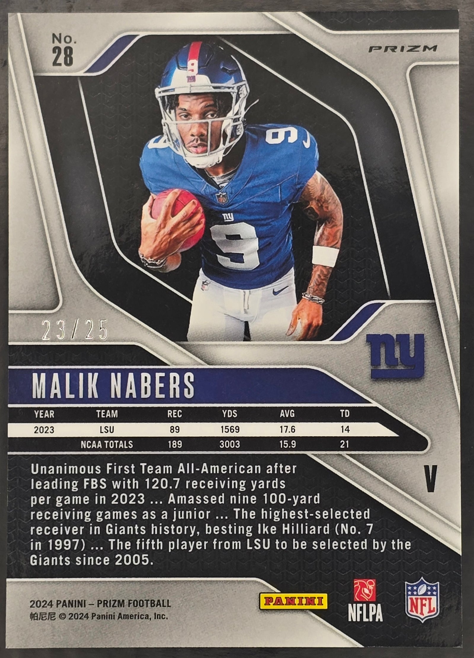2024 Panini Prizm  Nabers #28 Mojo Prizm /25