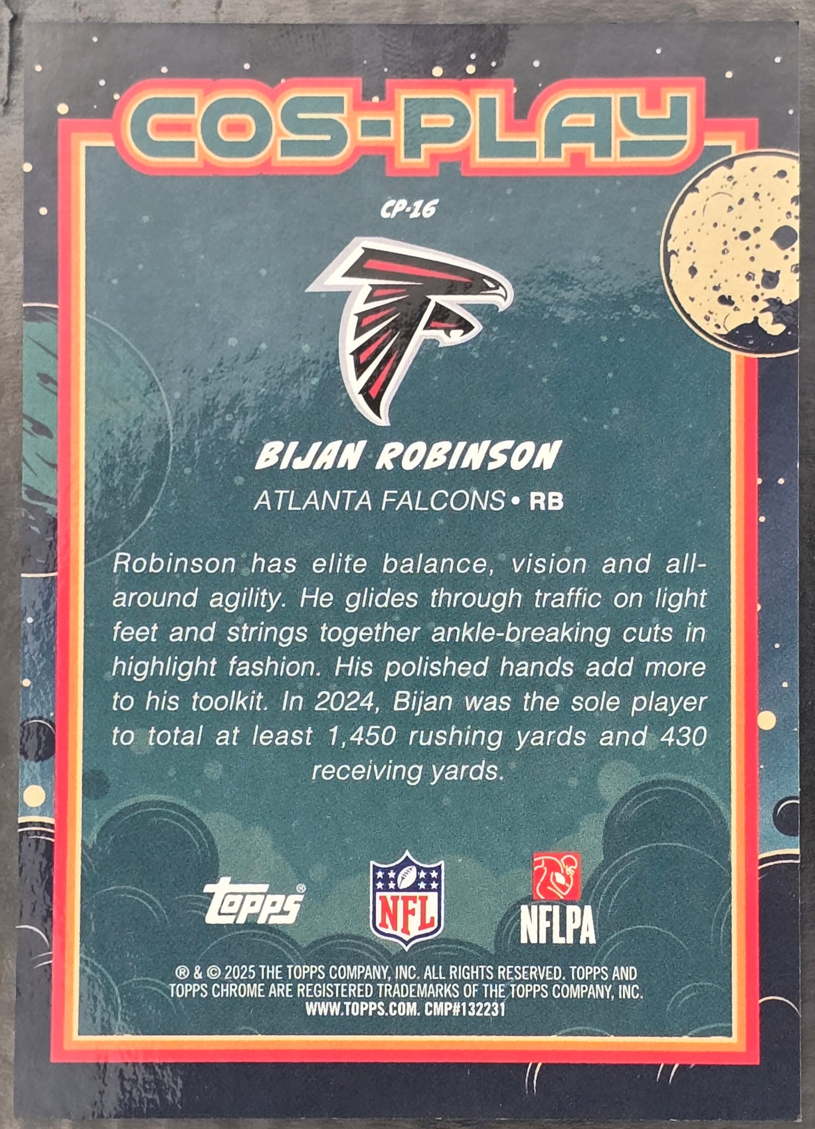 Topps 2025 Cosmic Chrome Cos-Play Bijan Robinson SSP CP-16