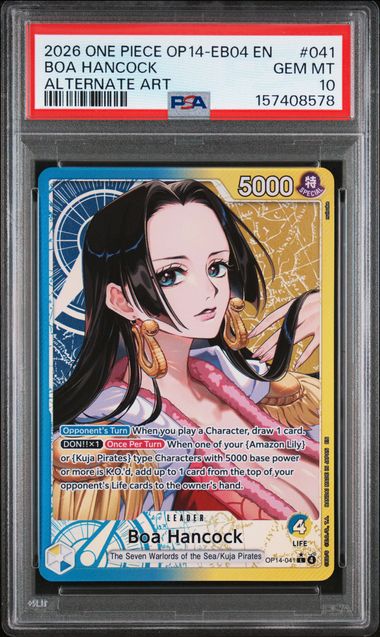 2026 ONE PIECE BOA HANCOCK OP14-EB04-THE AZURE SEA'S SEVEN #041 ALT ART PSA 10