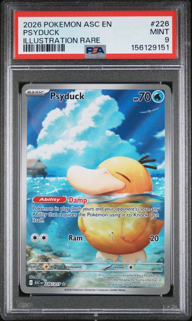 2026 Pokémon Ascended Heroes #226 Psyduck Illustration Rare PSA 9