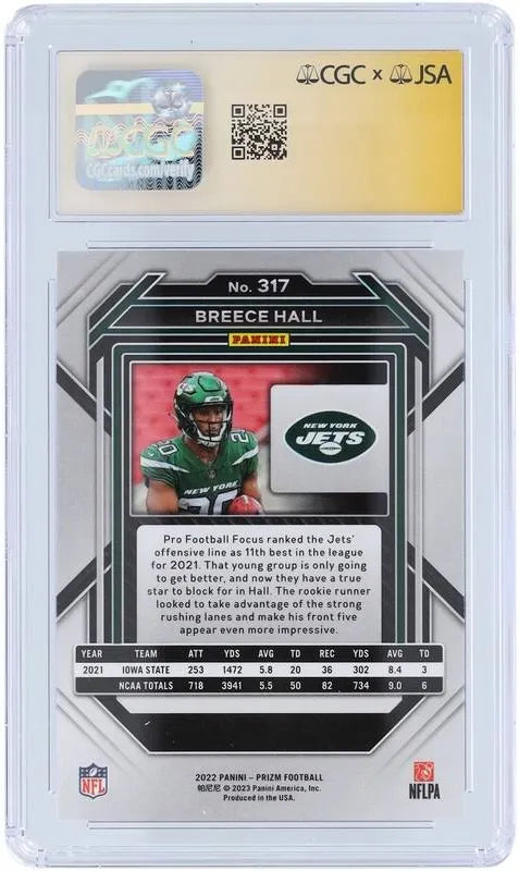 2022 Panini Prizm Breece Hall Autograph CGC Fanatics Authentic 9/10 Rookie Card