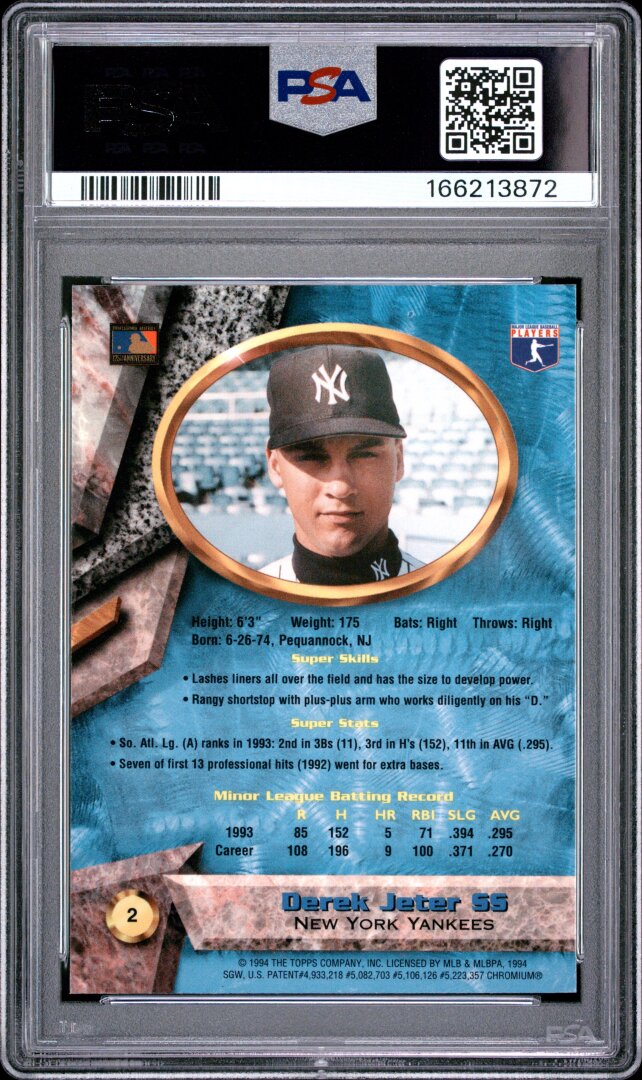 1994 Bowman's Best Derek Jeter Blue Refractor PSA 8 #2