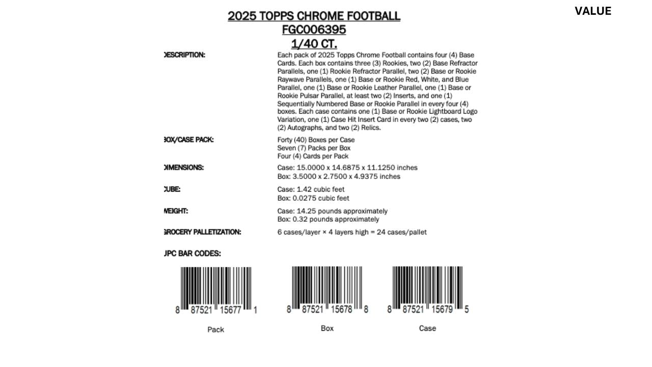 2025 Topps Chrome Football Value Box