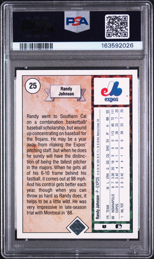 1989 Upper Deck #25 Randy Johnson Star Rookie PSA 9