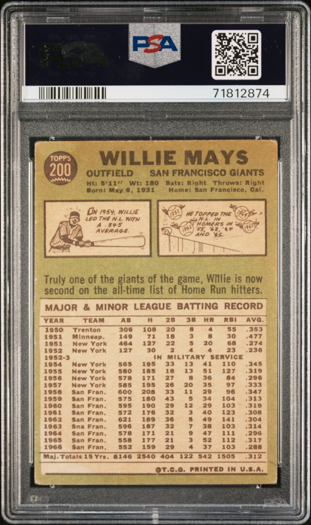 1967 Topps #200 Willie Mays PSA 2