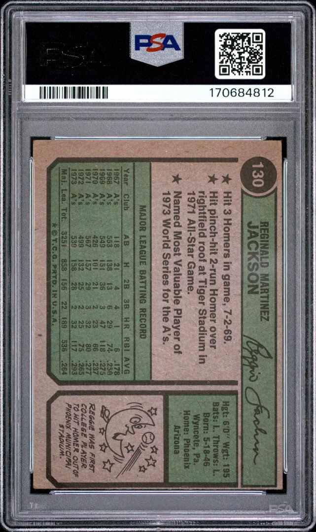 1974 Topps Reggie Jackson PSA 4 #130