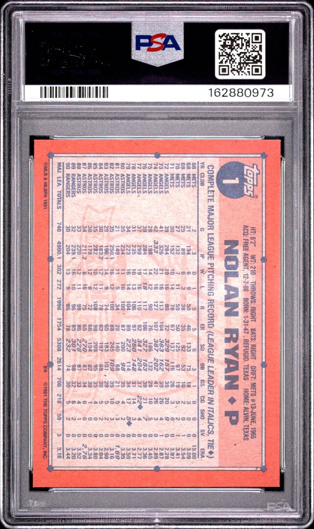 1991 Topps Nolan Ryan PSA 9 #1