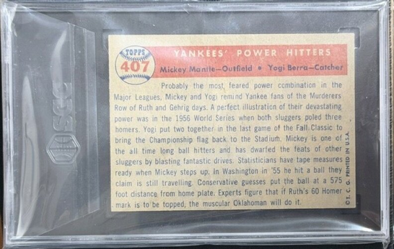 1957 Topps #407 Yankees' Power Hitters Mickey Mantle Yogi Berra Yankees
