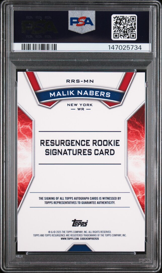 2024 Topps Resurgence Malik Nabers Rookie Signatures White Surge /125 PSA 9